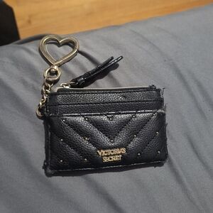 Victoria's Secret Black Card Wallet with Heart Keychain